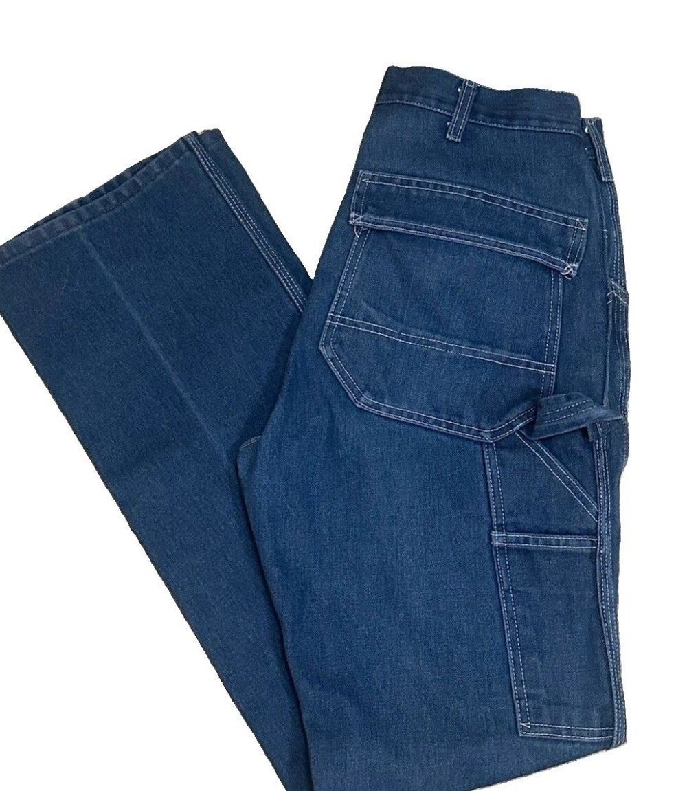 VTG 80s Sears Toughskins Jeans Mens 34x35 Blue Carpenter USA Union Made Workwear